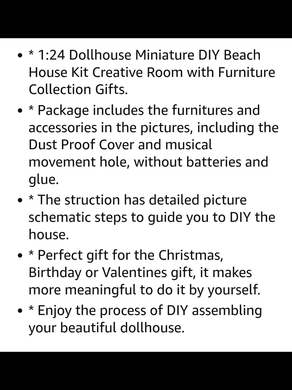 NIB RHZN Miniature House Kit Dollhouse DIY Beach House 1:24 Scale